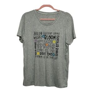 Gray Graphic T-Shirt with Spring Motif